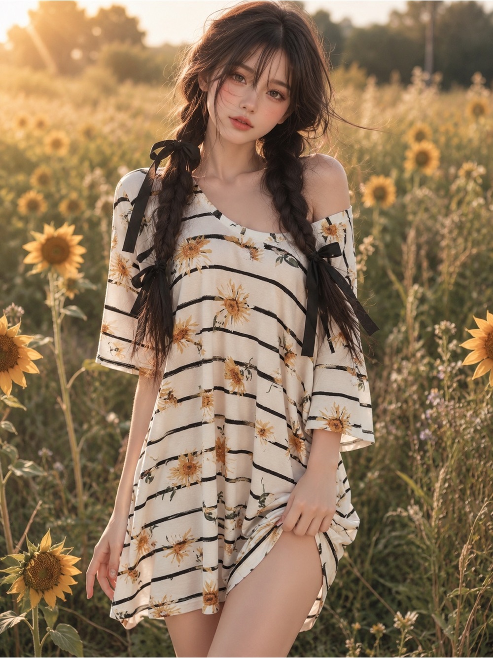 Slow Mornings + Sunflower Whispers ultra slouchy drapey tunic top